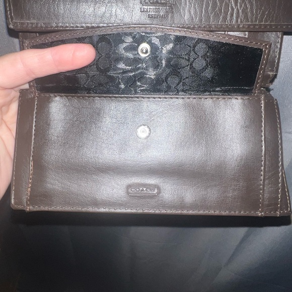 Coach Signature Brown and Tan Wallet - Picture 7 of 11